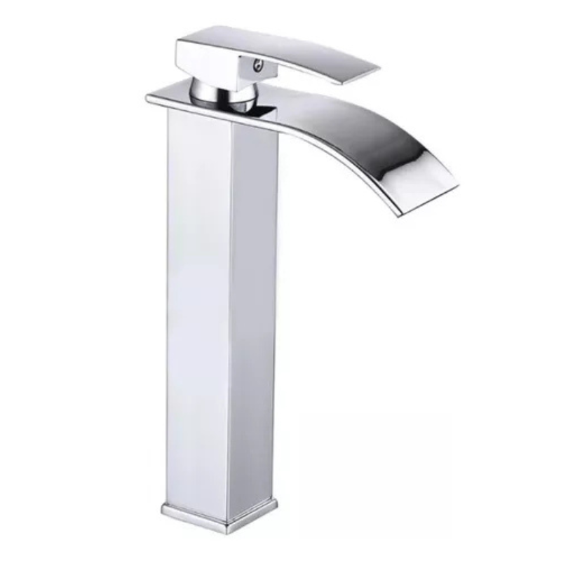 torneira monocomando banheiro cascata cromada bica alta 4