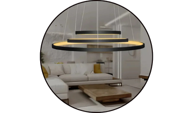 lustre pendente 3 arcos led 60w 3200k preto domum 14 1