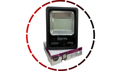 refletor projetor led slim 200w 6500k bivolt preto demi 456