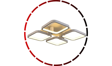 luminaria quatro quadrados geometric led dimerizavel 654c bivolt 45w cromado 456