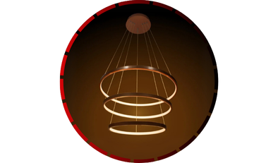 lustre pendente 3 arcos led 60w 3200k rose domum546 2