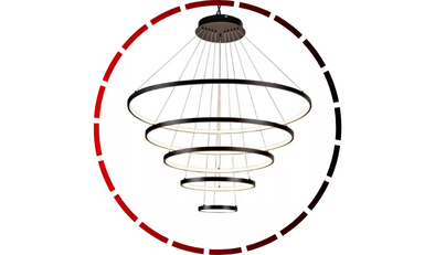 lustre pendente 05 arcos led 132w 3000k bivolt preto domum 49 2