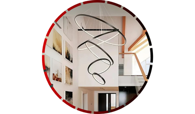 lustre pendente 05 arcos led 132w 3000k bivolt preto domum 49 1