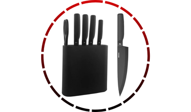 conjunto de facas action com suporte preto 6 pecas brinox 456 3