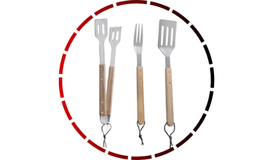 kit churrasco com 03 pecas em inox espatula garfo pegador de madeira brinox 49 1