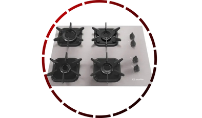 cooktop 4 bocas de aluminio com ultra chama e grades de ferro fundido mueller 45 1