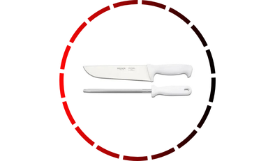 conjunto para churrasco 2 pecas precision faca chaira aco inox brinox 45 1