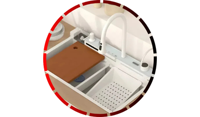 cuba gourmet multifuncional inteligente aco inox 304 branca 75x46x22cm kit completo domum 85 2