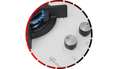 fogao cooktop 4q tripla chama infinity gas mesa vidro branco bivolt fischer 45 1