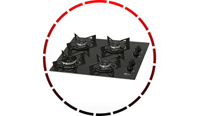 fogao cooktop fit line gas mesa vidro preto fischer 45 2