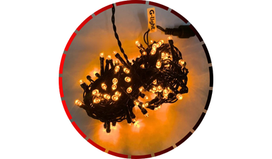 cordao el 100 leds amarelos fio verde com conector e plug unico g light 45