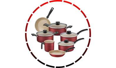 jogo panelas turim com rev interno e externo em anti starflon max vermelho 07 pecas tramontina 48 3